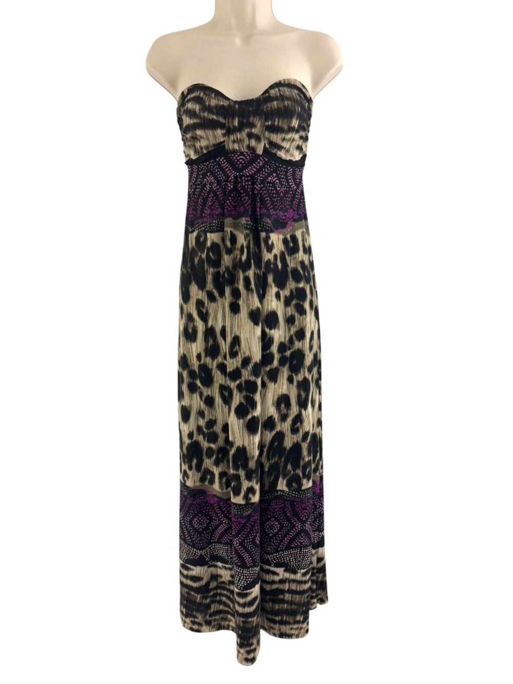 Ruby Rox Strapless Animal Leopard Print Maxi‎ Dress Size M S Summer Vacation